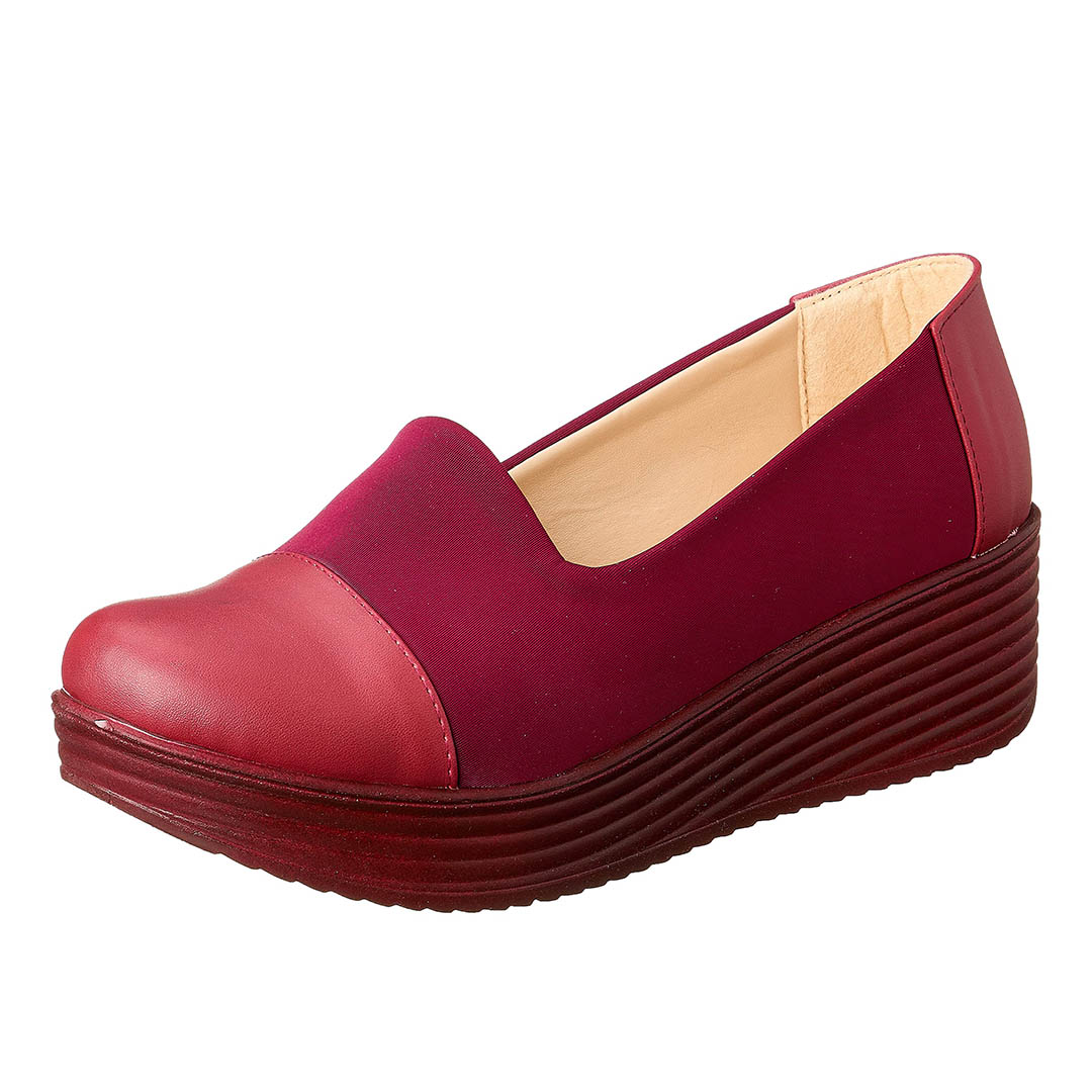 134-B38 جزمة حريمي كاجوال بكعب - نبيتي