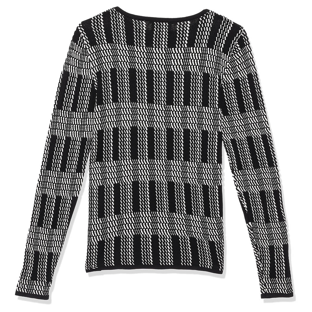 بلوفر حريمي كم طويل - أسود/أبيض 2794192-Grey