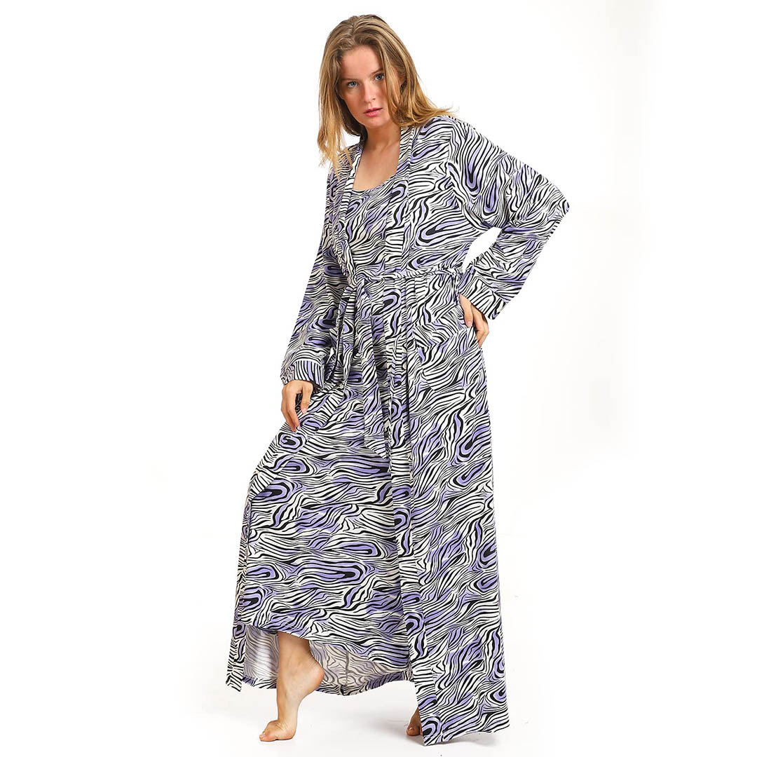 4215 قميص نوم حريمي مع روب - فوشيا