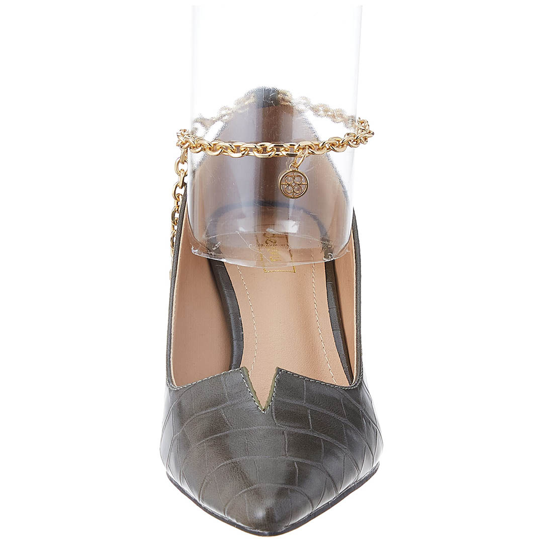 XKK-DVTT-015 جزمة بكعب حريمي - رمادي