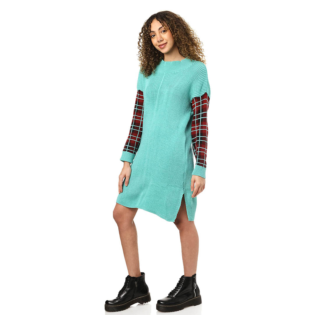 4501 بلوفر حريمي بكم طويل - تركواز