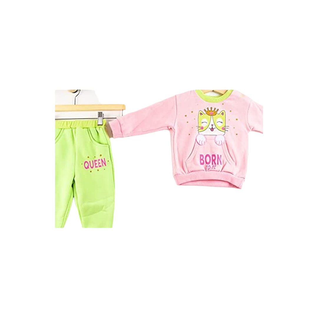 بيجامة بناتي - 2 قطعة - بينك/ أخضر