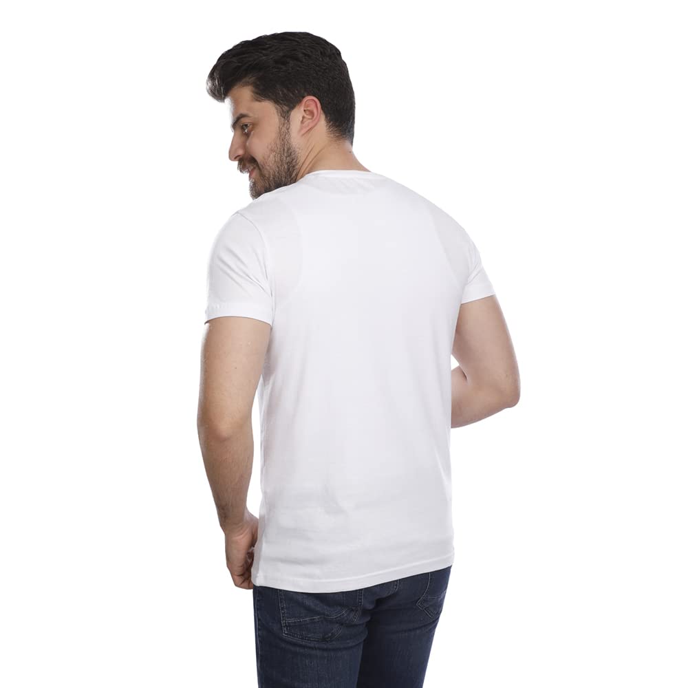 1000189 تي شيرت رجالي نص كم - أبيض