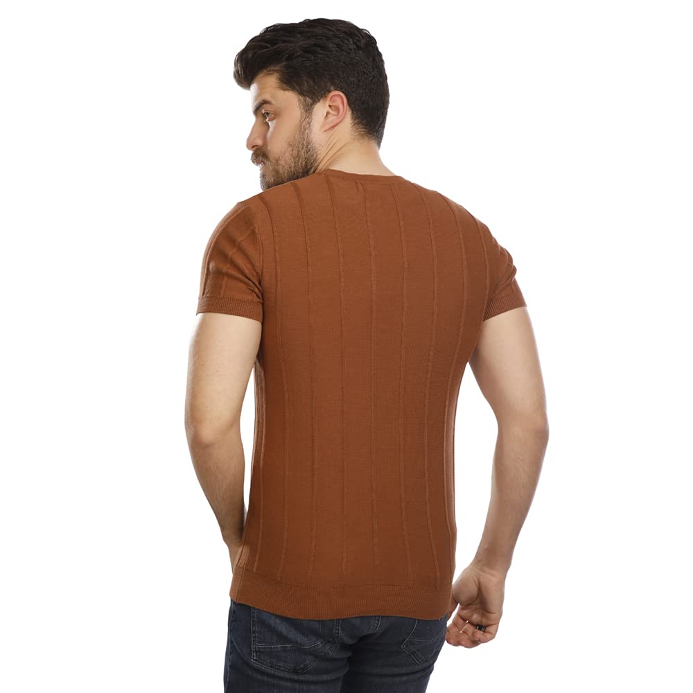 1000287 تي شيرت رجالي نص كم - بني