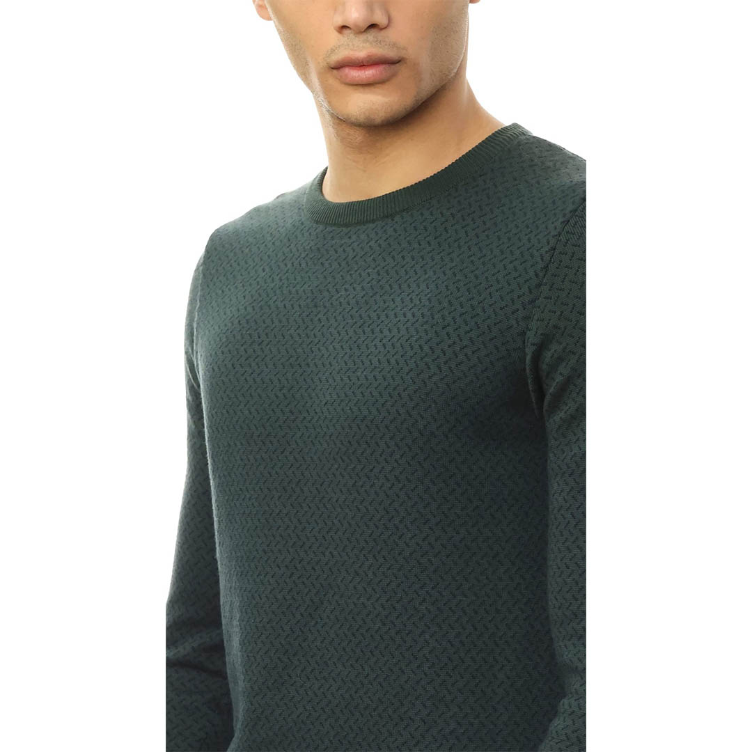 27214 بلوفر رجالي بكم طويل - زيتي