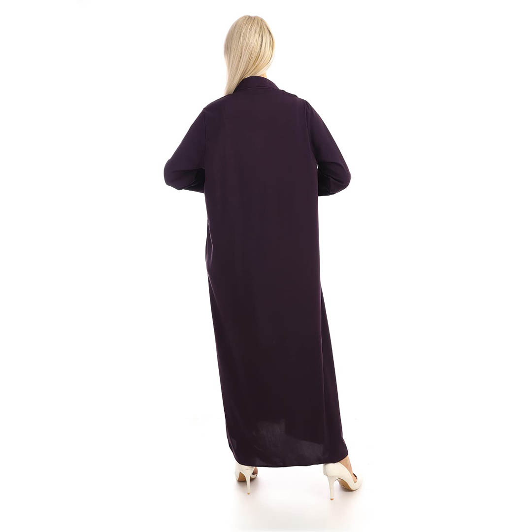 s2044 فستان حريمي بقصة قميص - موف غامق