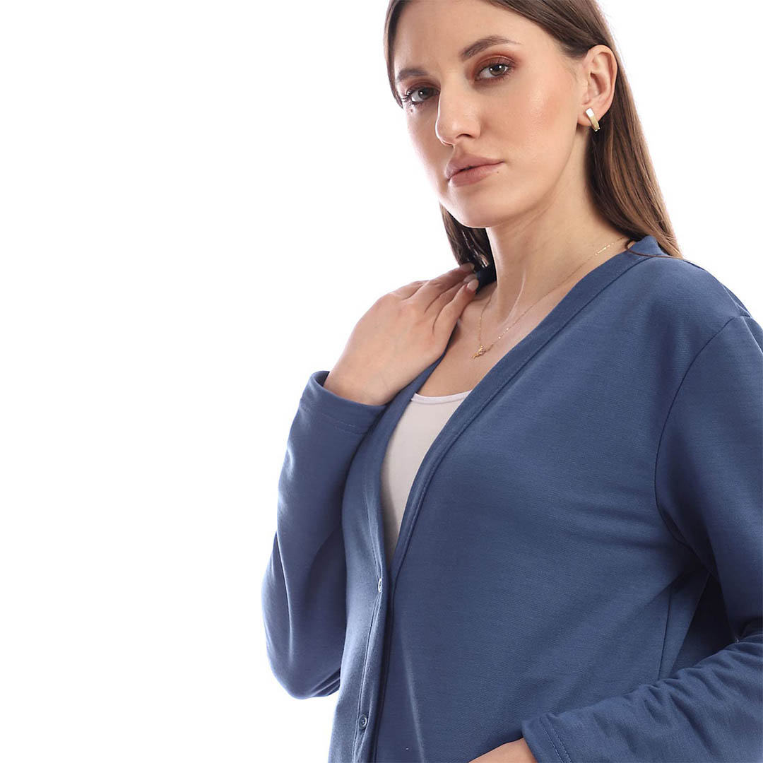 6867 كارديجان حريمي بكم طويل - كحلي