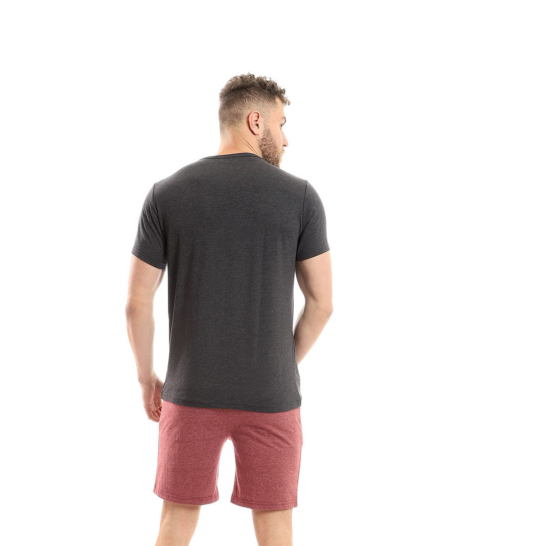 M5578 بيجامة رجالي صيفي - نبيتي/أسود