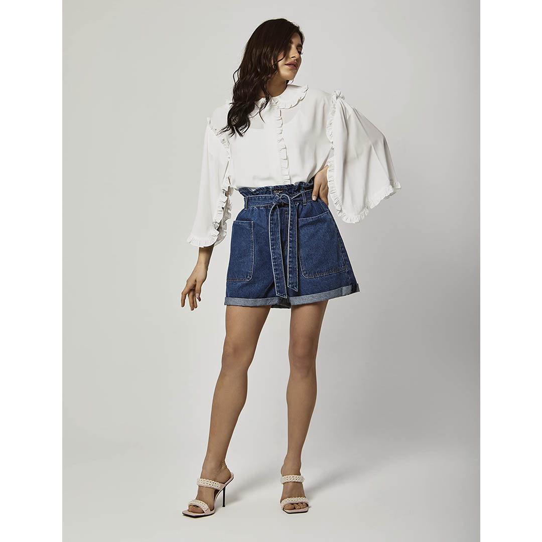 001 بلوزة حريمي بكم مفتوح - أبيض