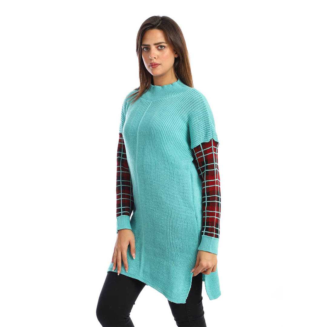 4501 بلوفر حريمي بكم طويل - تركواز