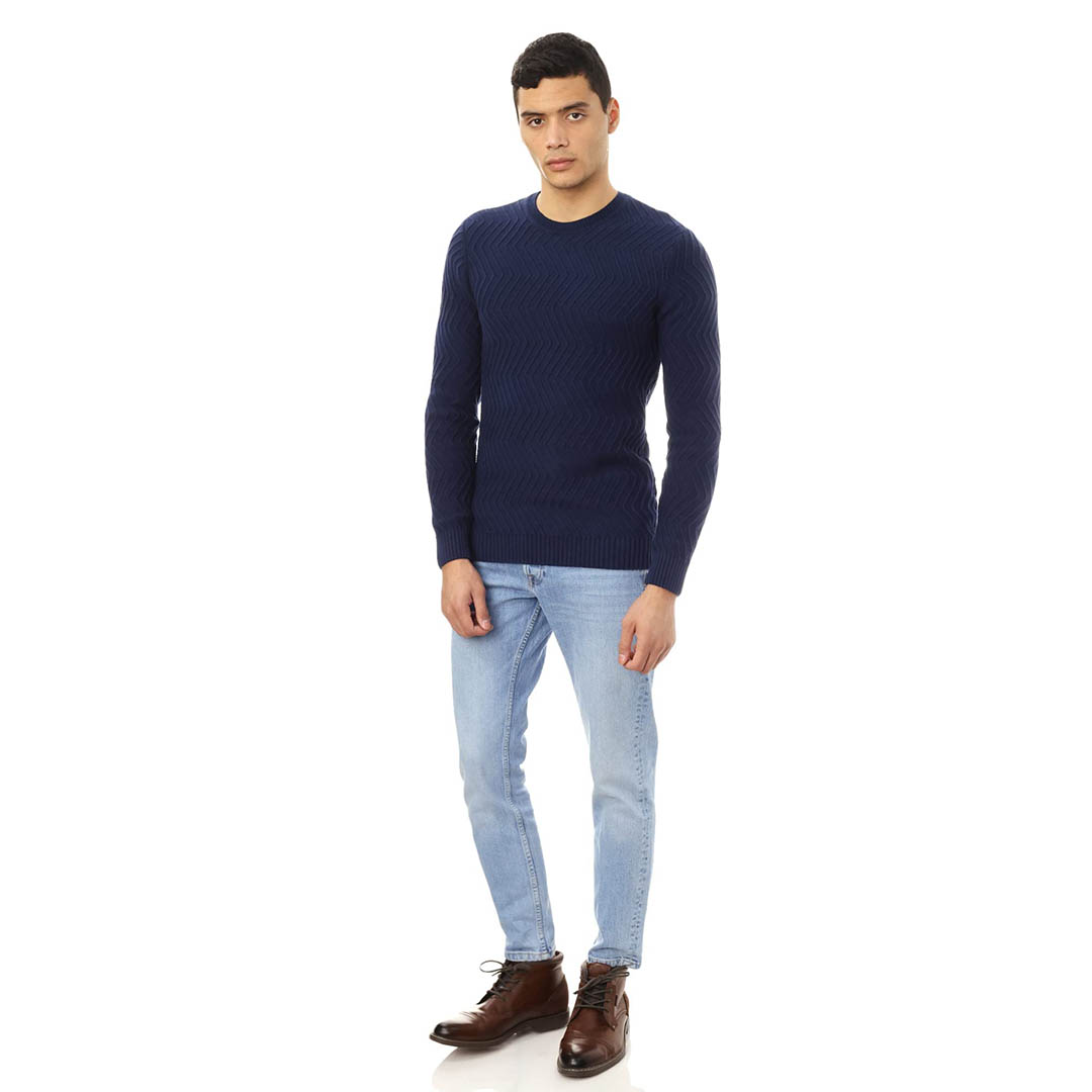 27219 بلوفر رجالي بكم طويل - كحلي