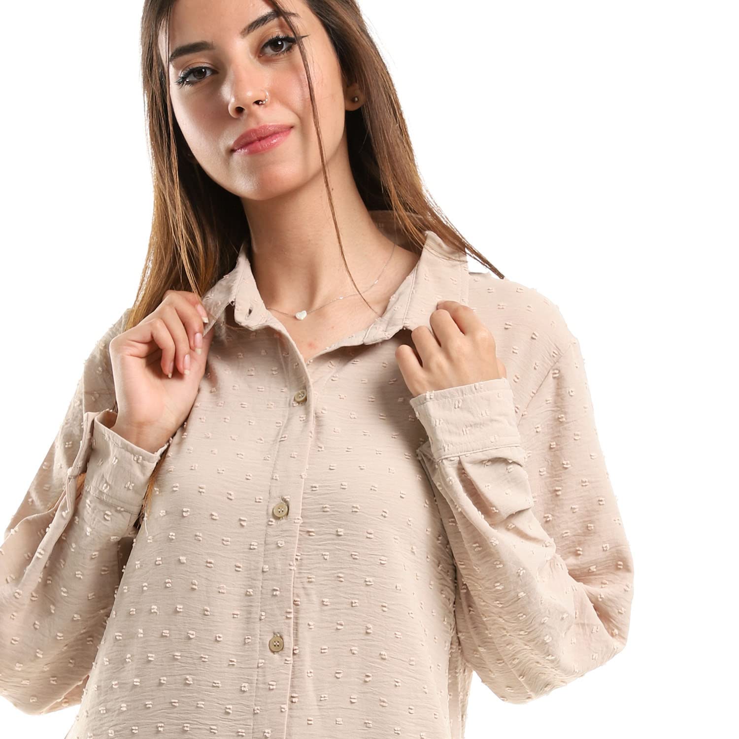 S2099 تونيك حريمي بكم طويل - بيج