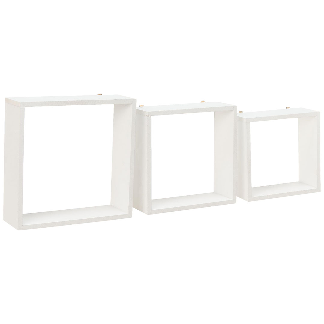 أرفف مربعة بأحجام مختلفة - 3 قطع - أبيض