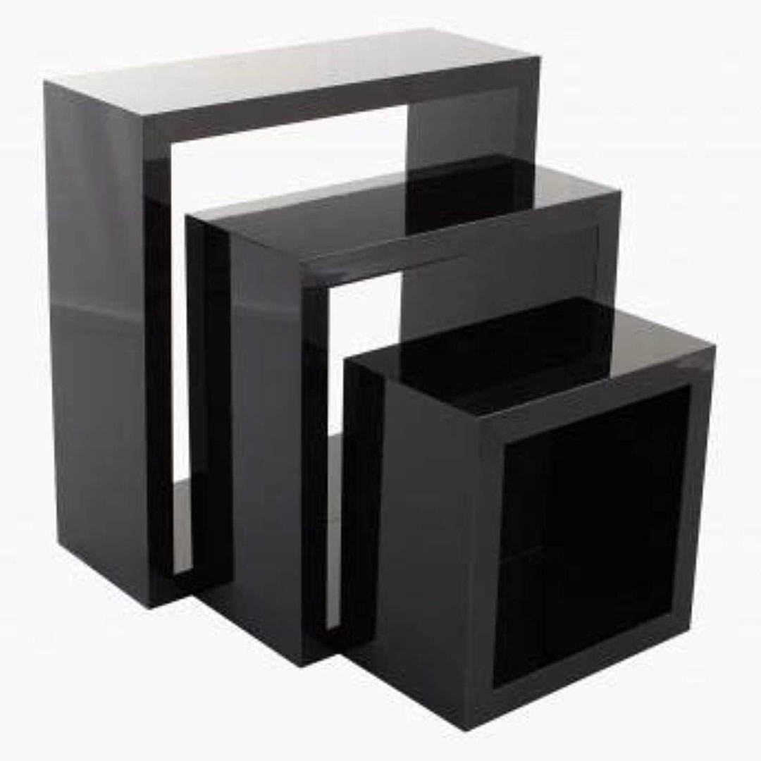 3 أرفف مربعة -أسود