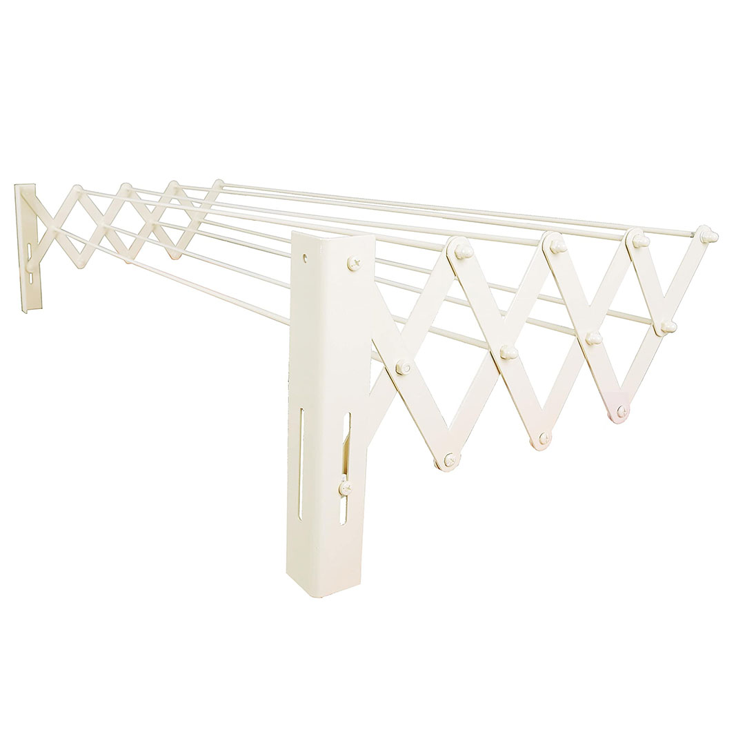 منشر غسيل يثبت علي الحائط - 120 سم - أبيض