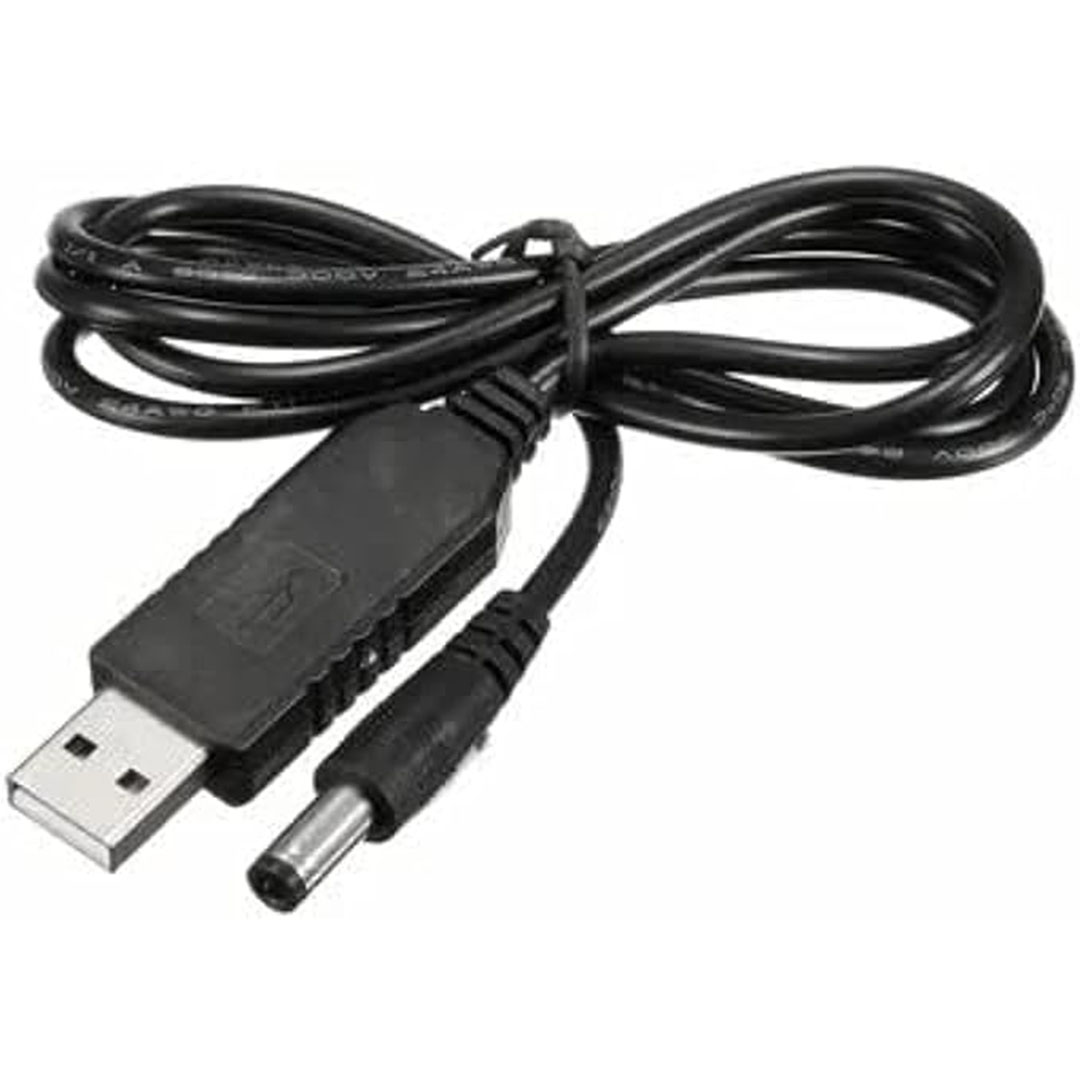 كابل باور USB الى 5.5 × 2 ملم - 5 فولت - أسود