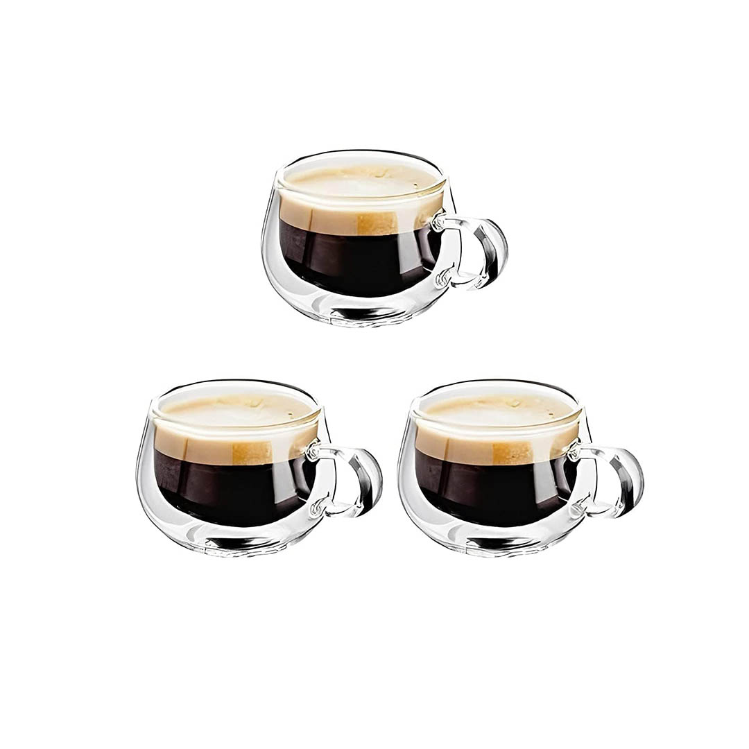 أكواب قهوة زجاجية صغير- 3 أكواب