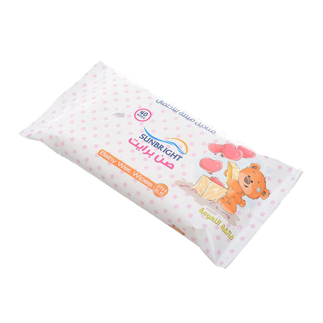 مناديل مبللة للاطفال من صن برايت - 40 منديل