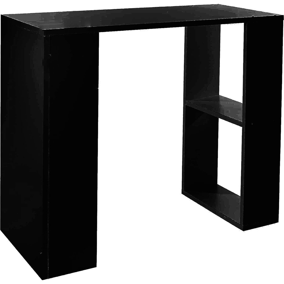 مكتب مع رفوف خشب - 90*60 سم - أسود