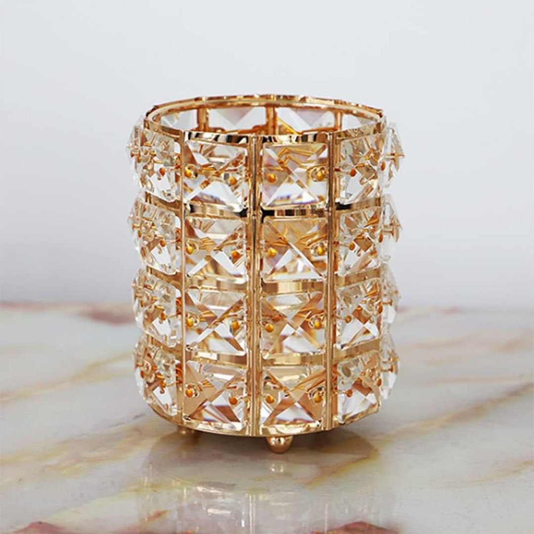 حامل فرش المكياج بتصميم كريستال