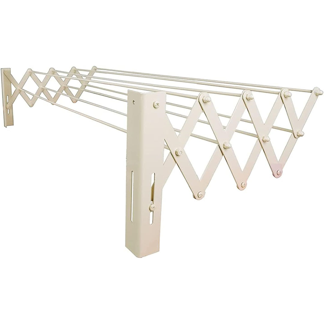 منشر غسيل يثبت علي الحائط - 120 سم - بيج