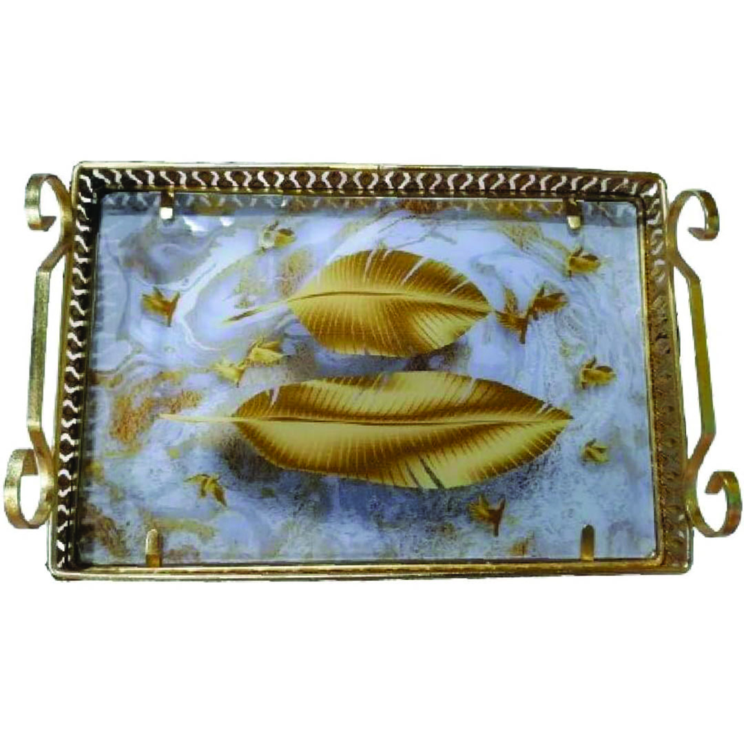 طقم صواني مستطيله من الزجاج - متعدد الألوان