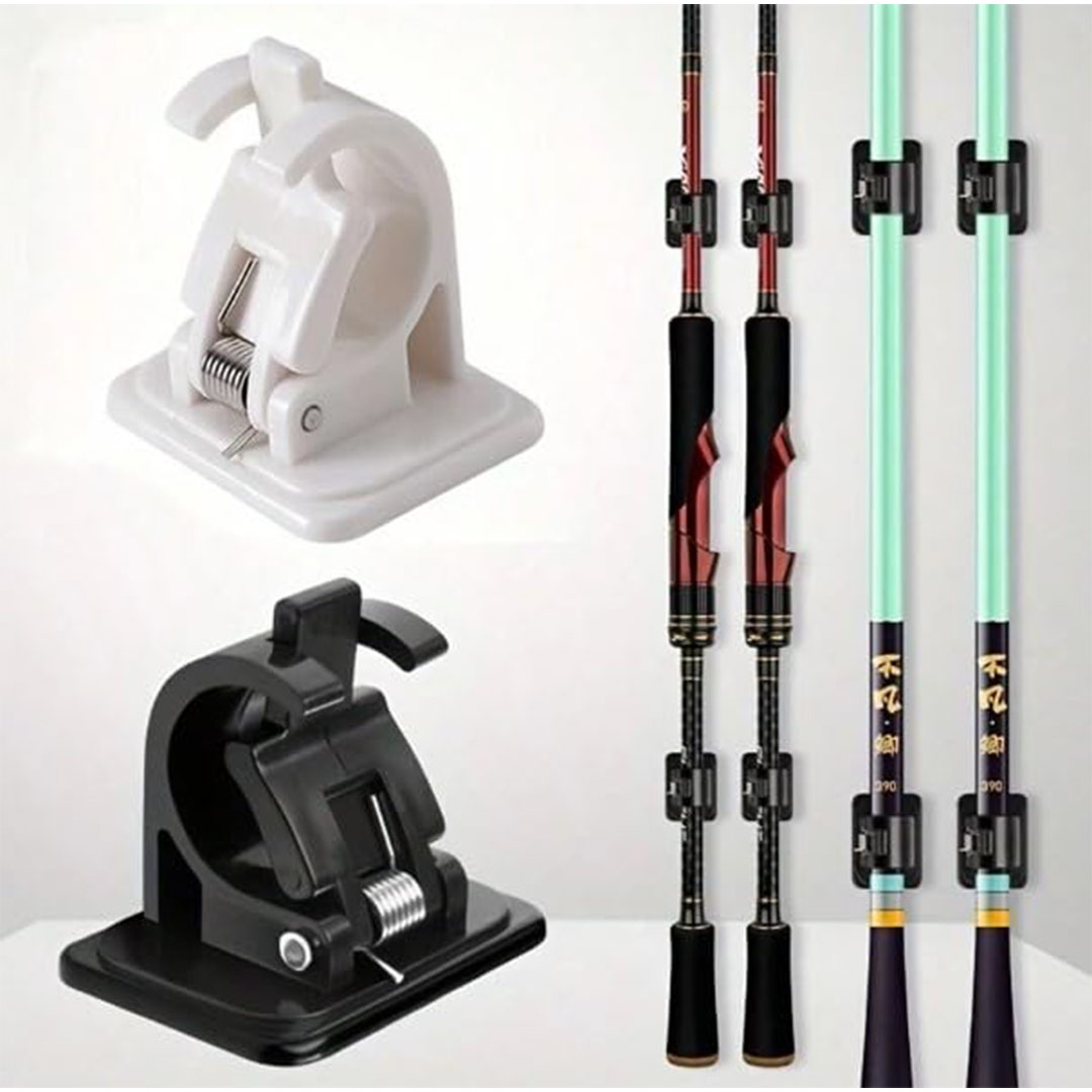 حامل مكنسة لاصق بدون براغي - ستارة شفاف - أبيض