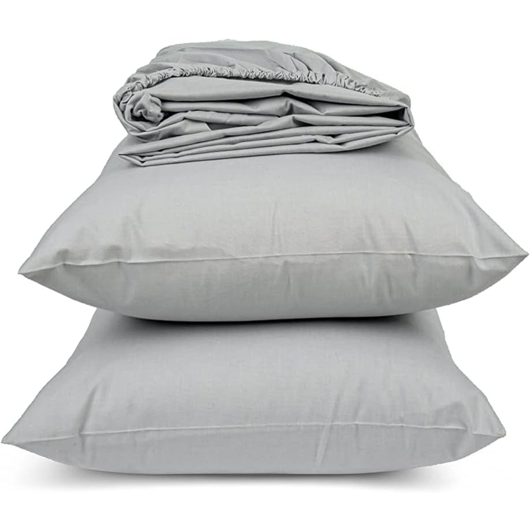 طقم ملايات بحواف مطاطية - 120*200 سم - رمادي