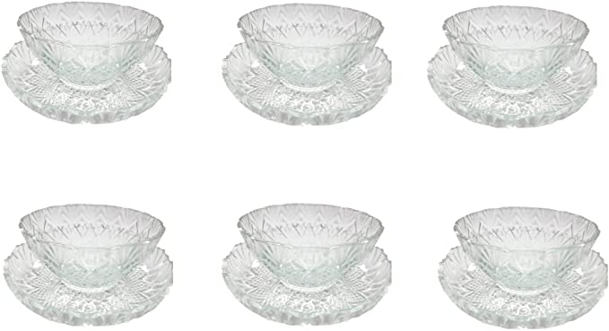 طقم بولات بأطباق زجاج - 12 قطعة