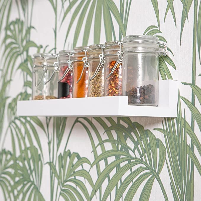 رف صور حائط شكل حرف L - أبيض