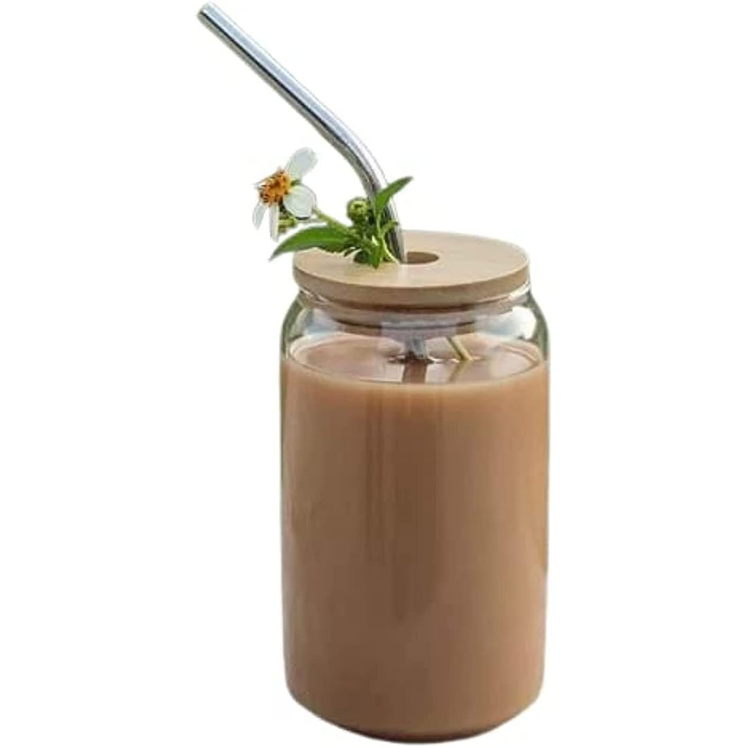 مج عصير زجاج مع شفاطة - 250 مل