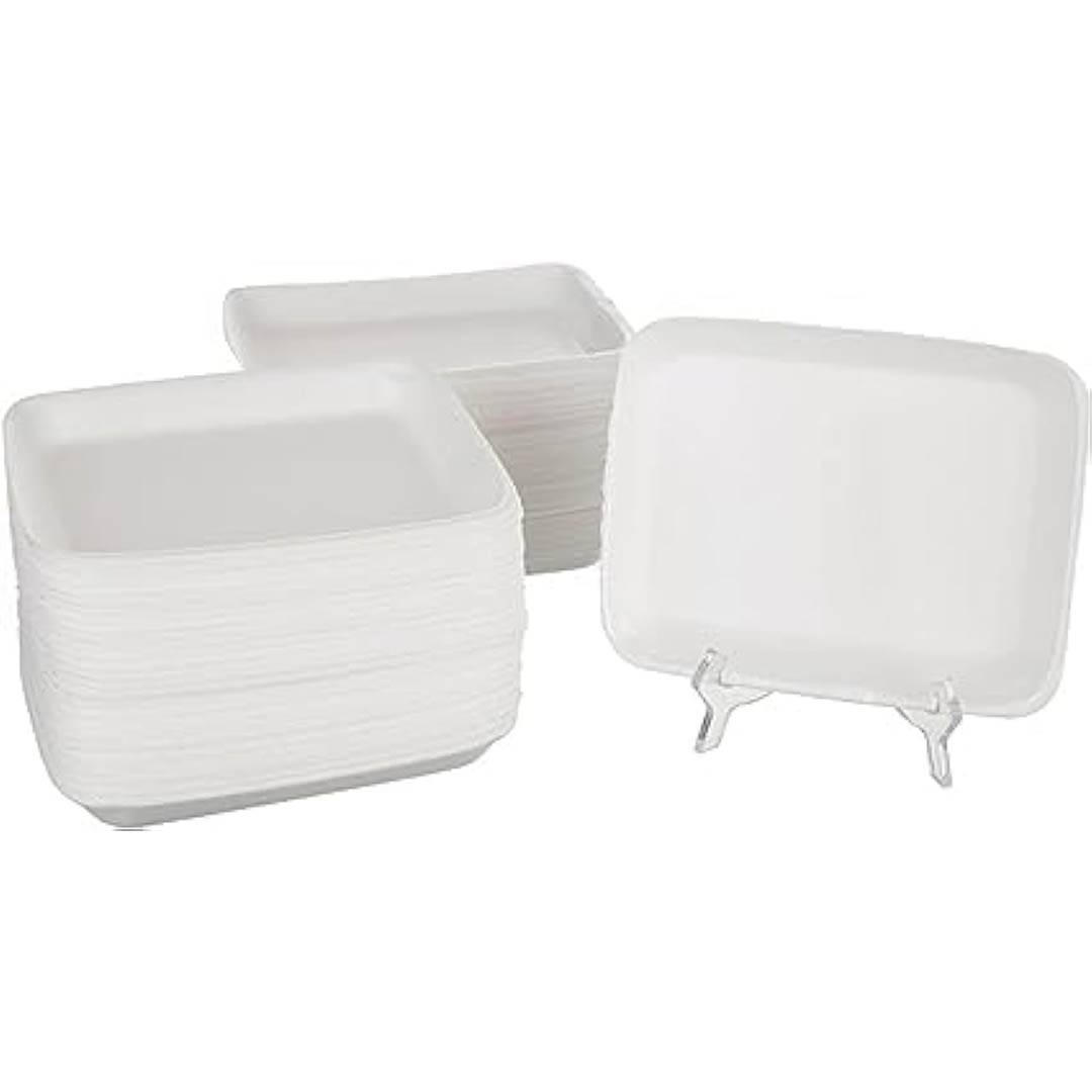 أطباق فوم للاستعمال مرة واحدة - 50 قطعة - أبيض