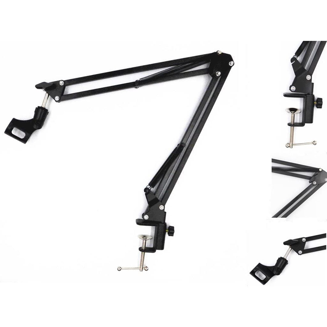 حامل ميكروفون مكتبي قابل للتعديل 360 درجة - أسود