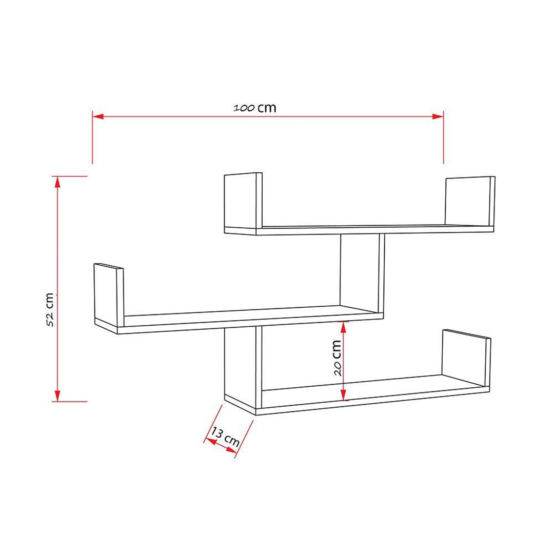 3 أرفف ديكور - بني