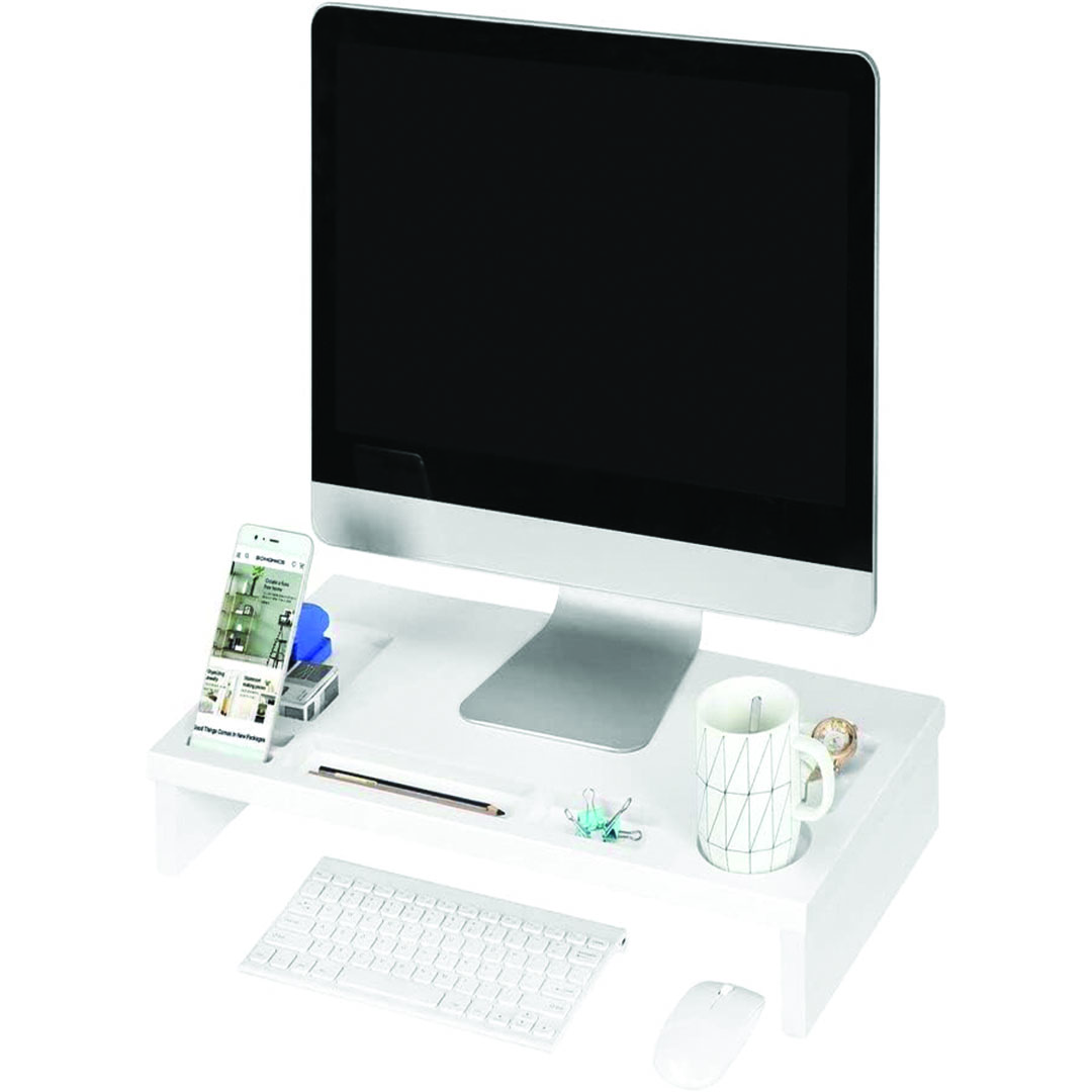 حامل خشبي للاب توب والتلفزيون - أبيض