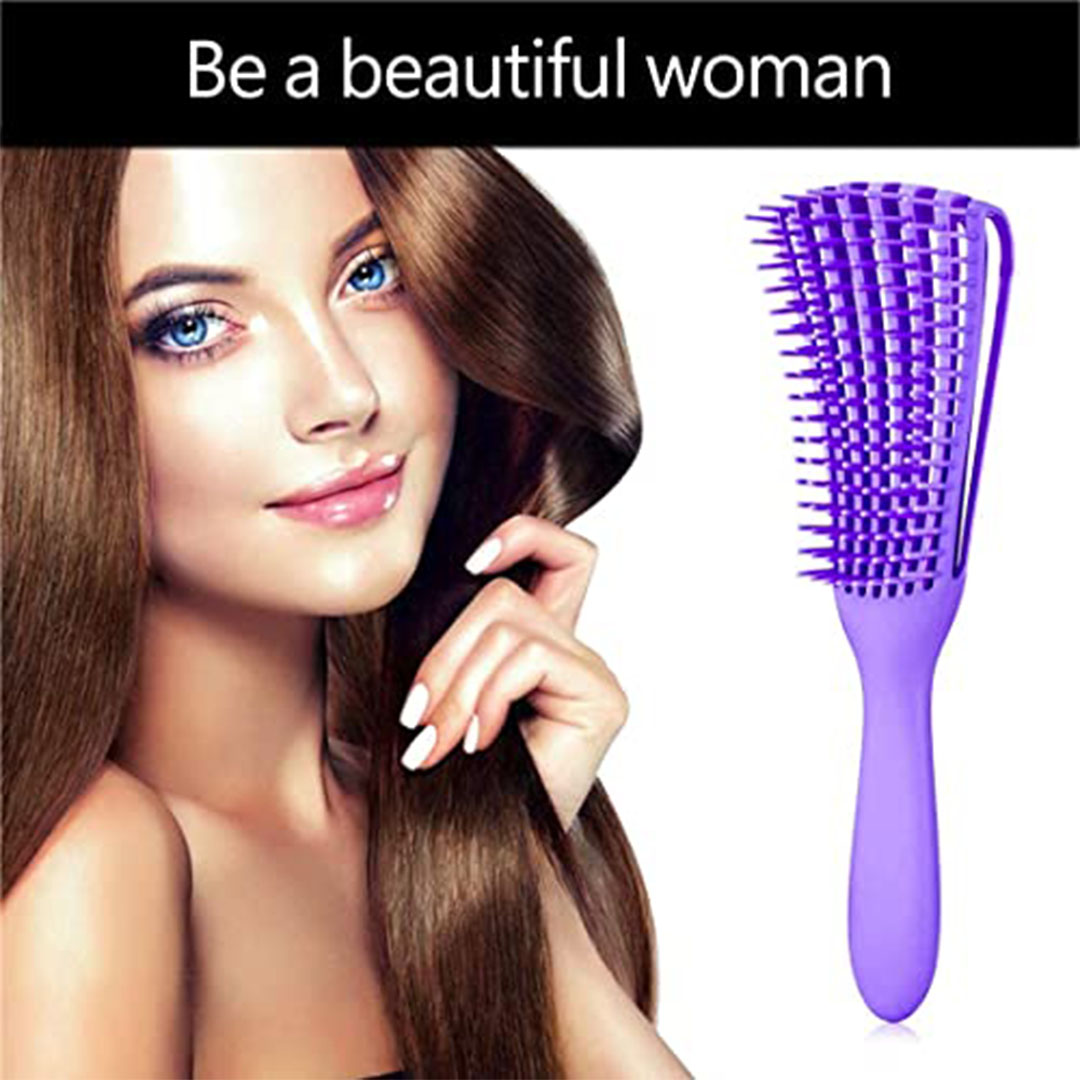 فرشاة فك تشابك الشعر  للشعر المجعد والمموج - ألوان متنوعة