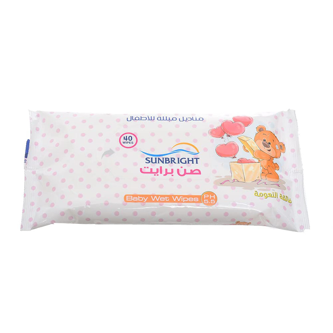 مناديل مبللة للاطفال من صن برايت - 40 منديل