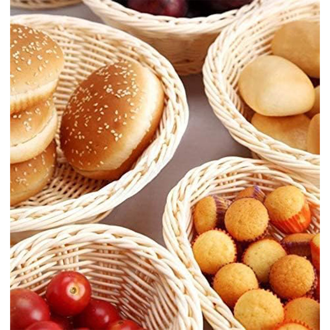 سلة خوص دائرية - بيج