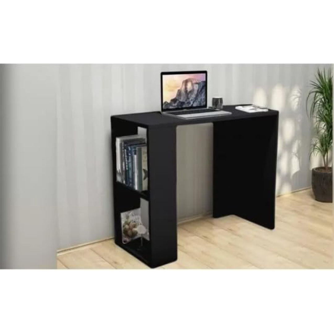 مكتب مع رفوف خشب - 90*60 سم - أسود