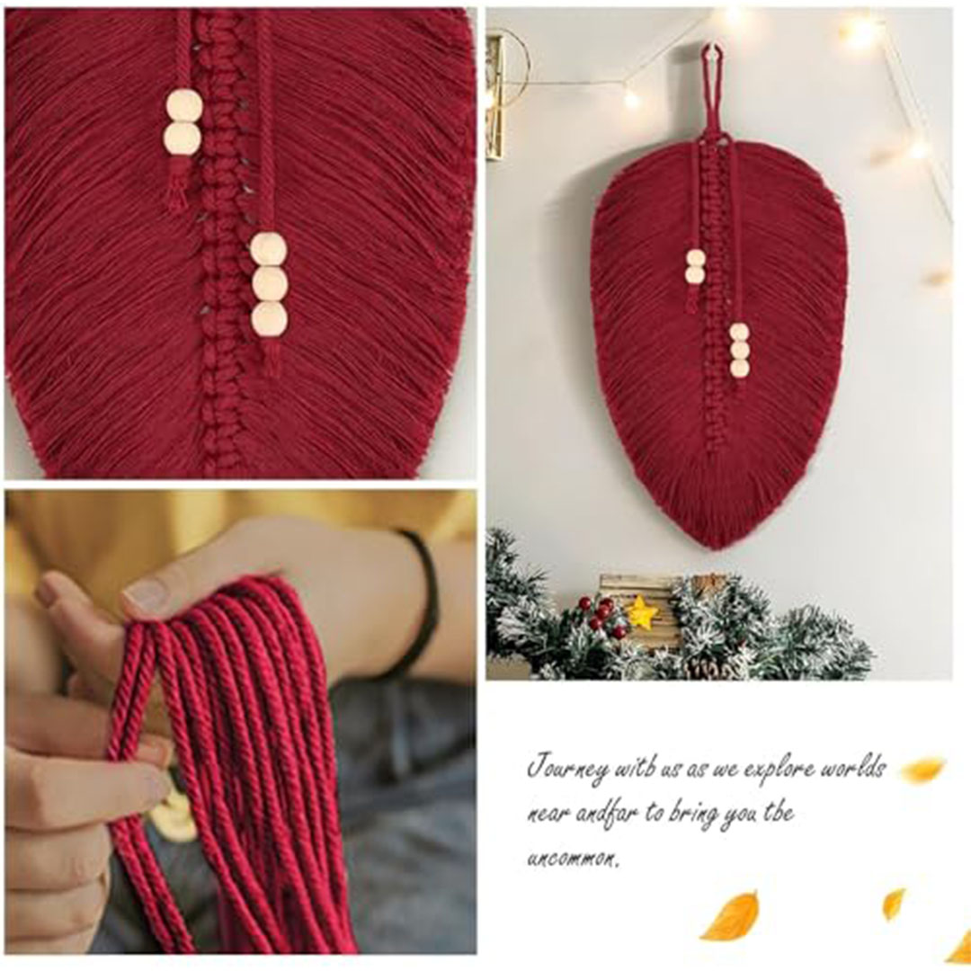 مكرمية شكل ورقة شجر - أحمر