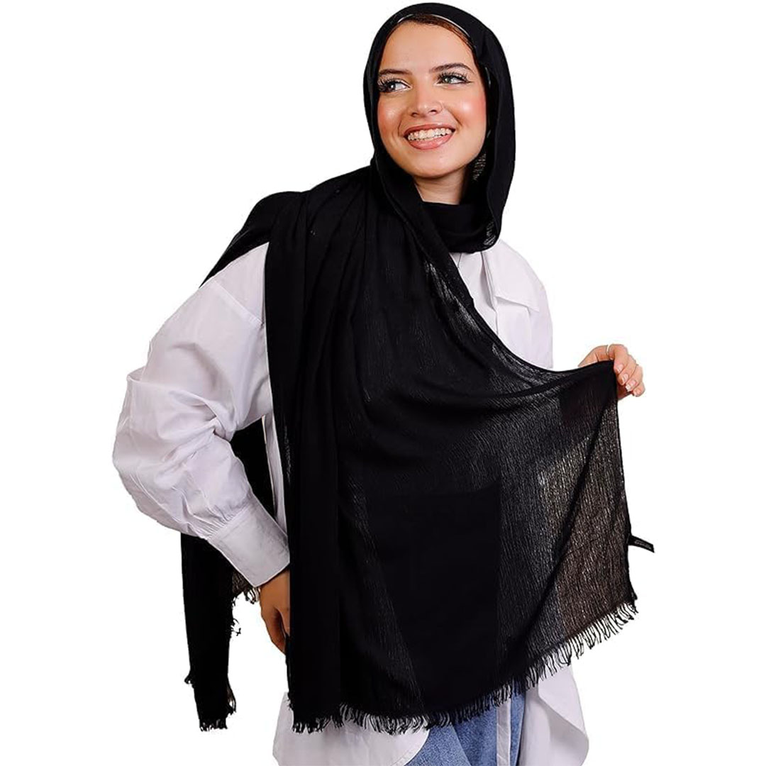 سكارف حريمي قطن - 75 سم*2 متر - أسود