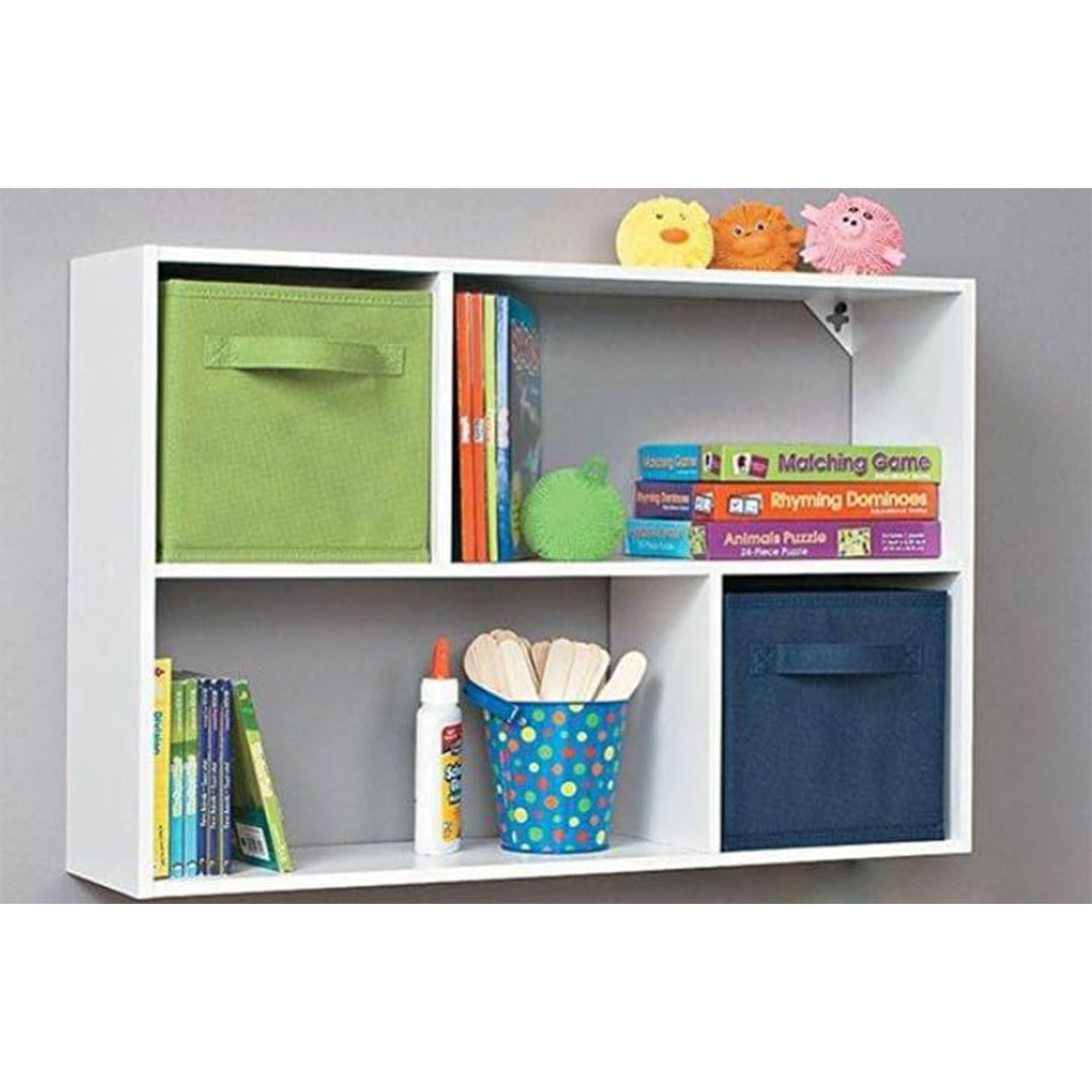 مكتبة حائط خشب - 80*55*15 سم - أبيض