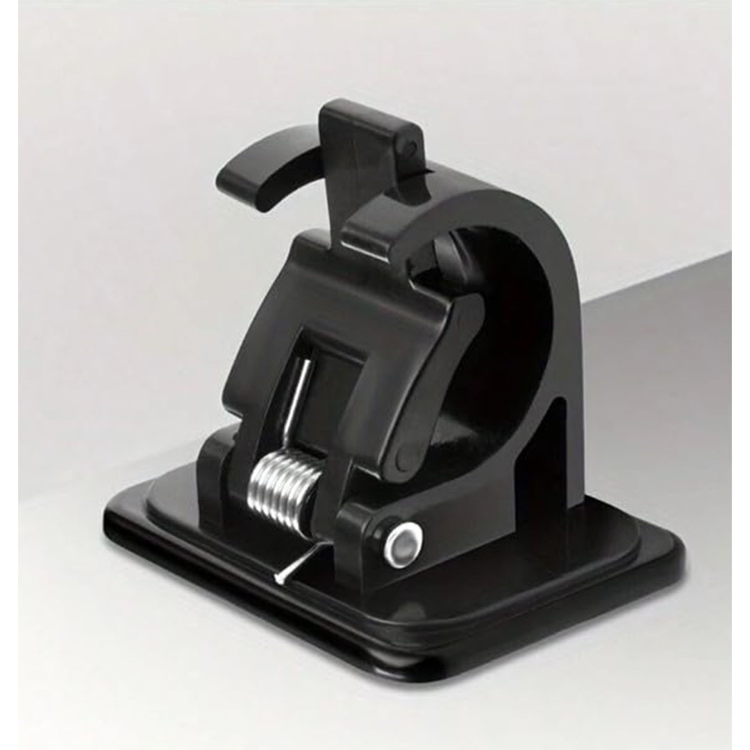 حامل مكنسة لاصق بدون براغي - ستارة شفاف - أبيض