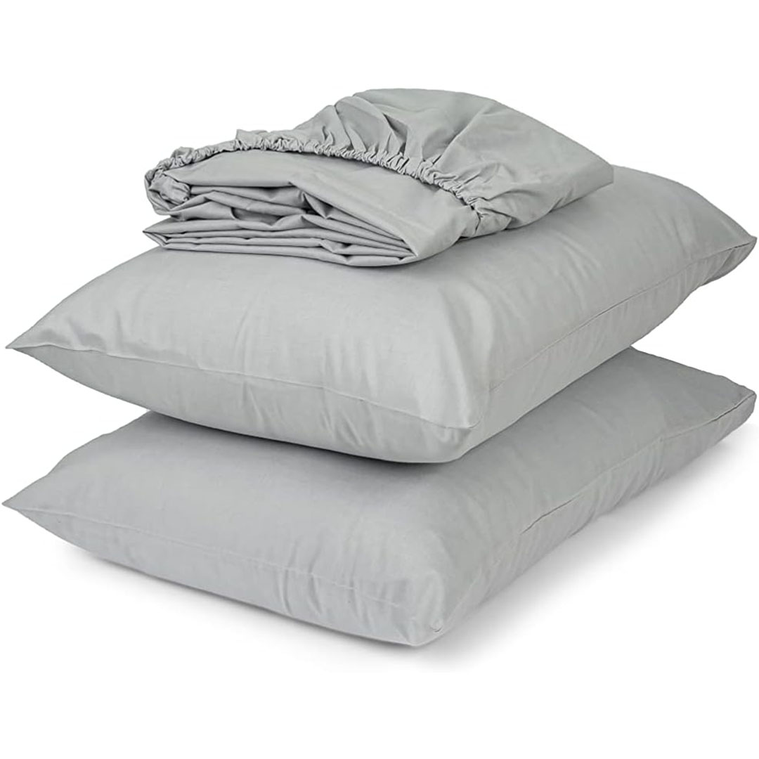 طقم ملايات بحواف مطاطية - 120*200 سم - رمادي