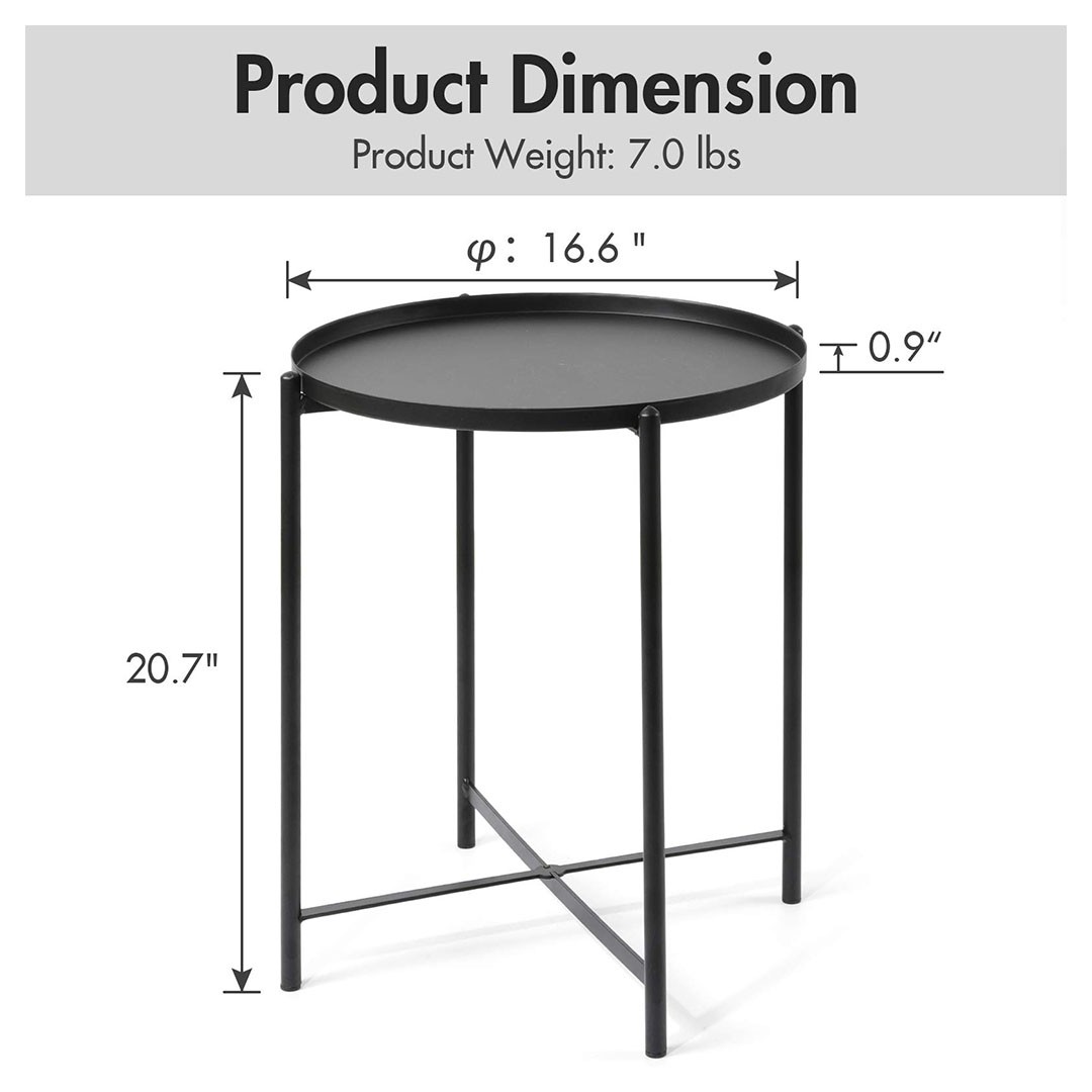 ترابيزه مودرن مع صينية قابلة للإزالة - أسود