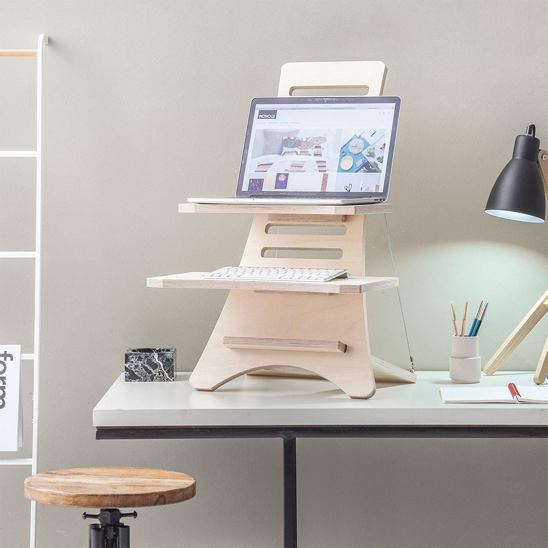 ‎Stan-1 مكتب استاند خشبي - رمادي