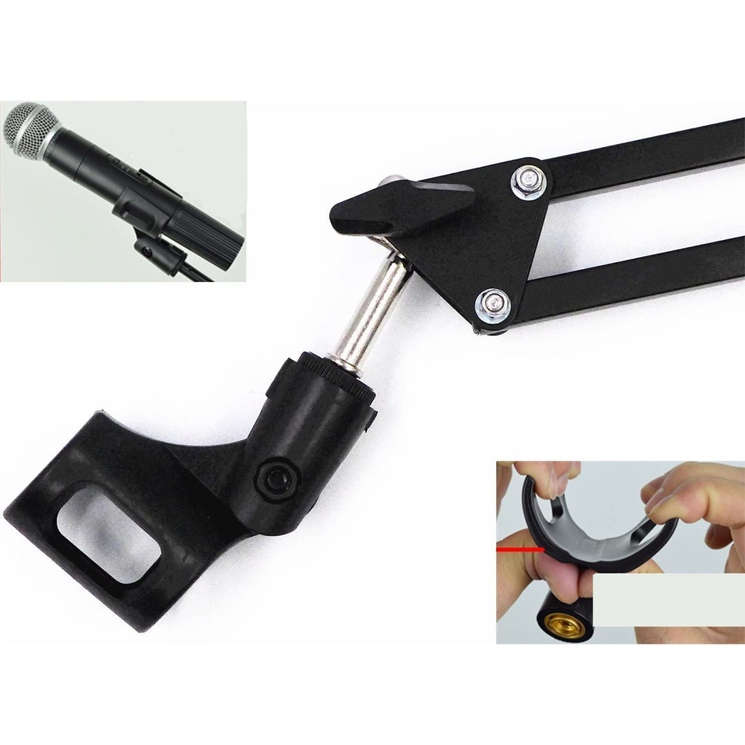 حامل ميكروفون مكتبي قابل للتعديل 360 درجة - أسود