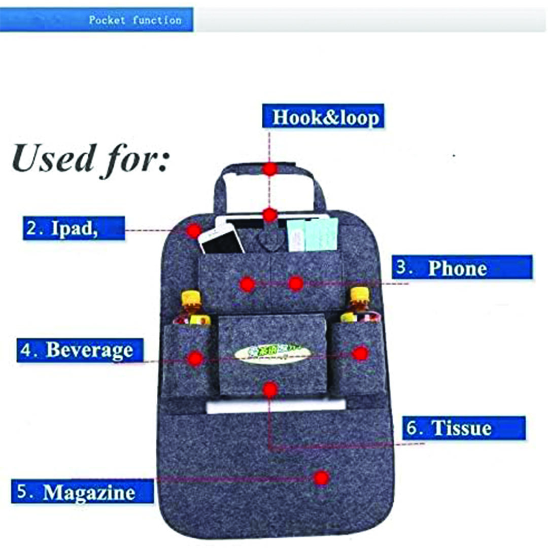 منظم المقعد الخلفي للسيارة - أسود