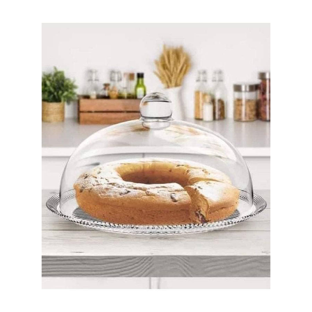 طبق زجاجي كبير - قطعة واحدة - أبيض