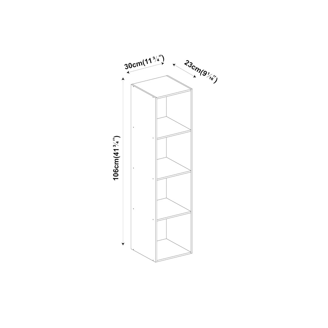 وحدة أرفف خشبية لتخزين الكتب - 4 رف - أسود